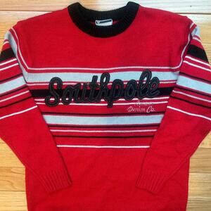 Vintage Red South Pole Classic Spell Out Crewneck Mens Size XL